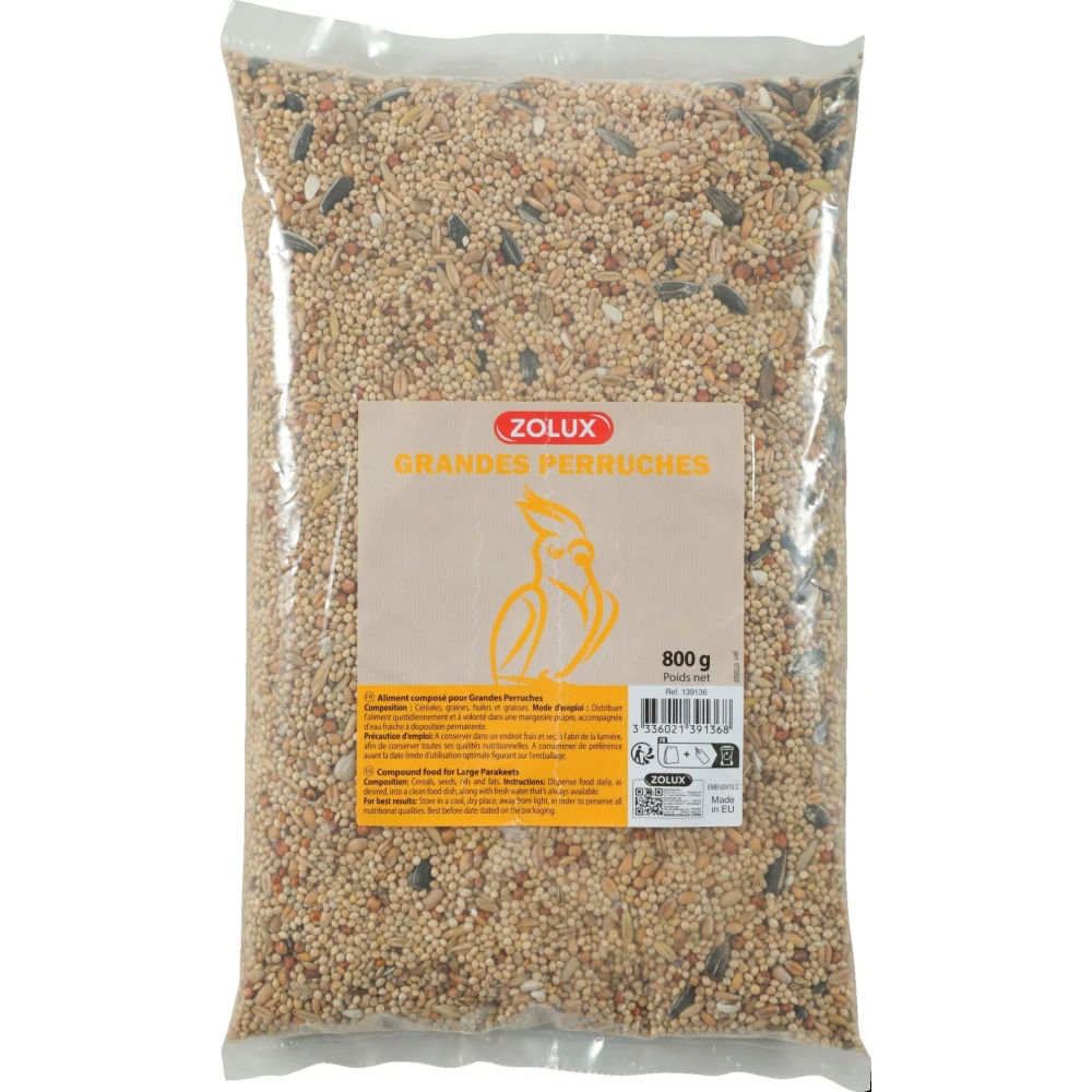 Zolux Graines Pour Grandes Perruches Sac De 800 G Pour Oiseaux 2 Zolux Graines Pour Grandes Perruches Sac De 800 G Pour Oiseaux – Image 2