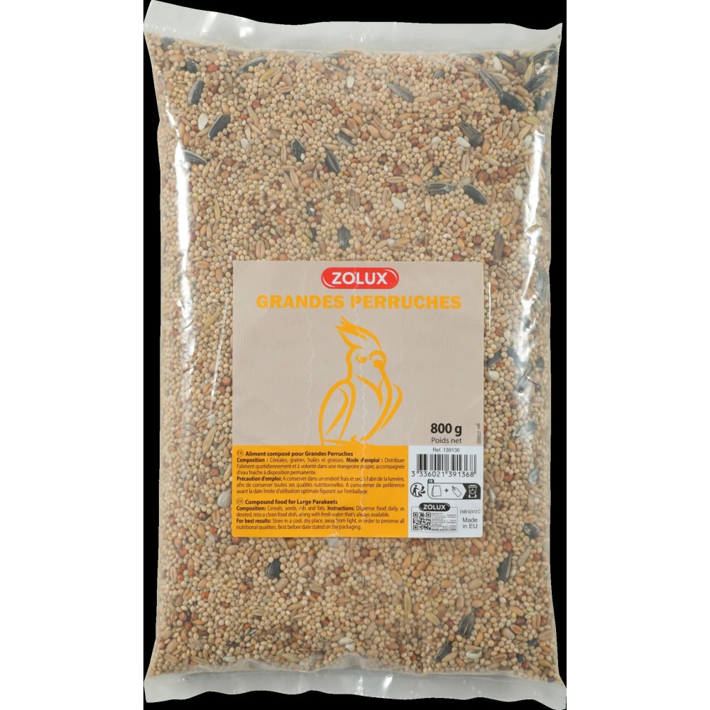Zolux Graines Pour Grandes Perruches Sac De 800 G Pour Oiseaux 3 Zolux Graines Pour Grandes Perruches Sac De 800 G Pour Oiseaux – Image 3