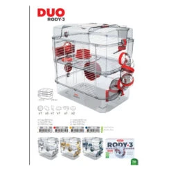 Zolux Cage Duo Rody3. Couleur Grenadine. Taille 41 X 27 X 40.5 Cm H. Pour Rongeur -Zolux Animalia Promos Boutique 3336022060195 6