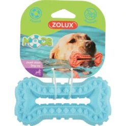Zolux Jouet Os 13 Cm X 2.5 Cm Bleu Moos TPR Flottant Pour Chien
