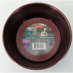 Zolux Ecuelle Inox 1.1l ø 17 Cm Couleur Rouge Bordeaux Pour Chien